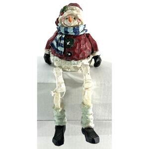 Adorable Rustic Snowman Red Sweater Holiday Shelf Sitter Resin
